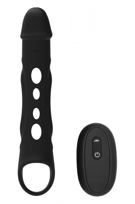 Черная насадка-удлинитель Vibrating Extender With Remote с вибрацией - Dream Toys - в Ярославле купить с доставкой