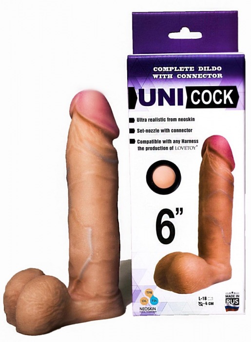 Насадка для страпона фаллической формы UNICOCK 6  - 18 см. - LOVETOY (А-Полимер) - купить с доставкой в Ярославле