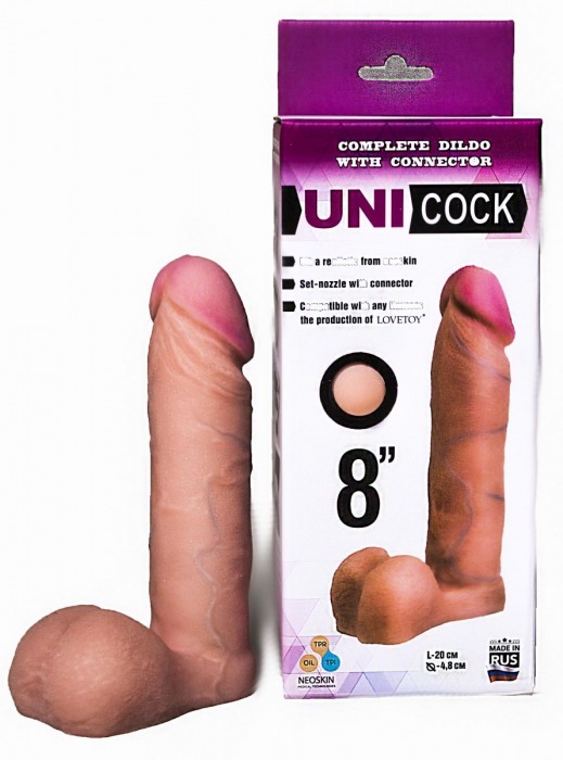 Фаллическая насадка для страпона UNICOCK 8  - 20 см. - LOVETOY (А-Полимер) - купить с доставкой в Ярославле