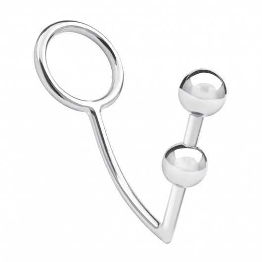 Кольцо на пенис с анальным стимулятором Two Bead Stainless Steel Anal Hook   Cock Ring - BlueLine - в Ярославле купить с доставкой
