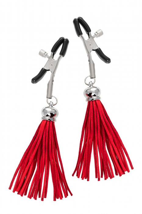 Зажимы на соски «Прищепки» с красными кисточками из замши - Pecado - купить с доставкой в Ярославле