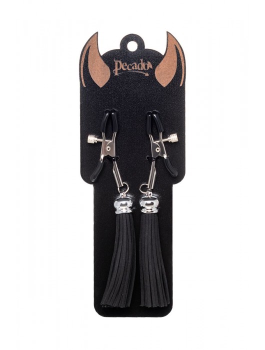 Зажимы на соски «Прищепки» с черными кисточками из замши - Pecado - купить с доставкой в Ярославле
