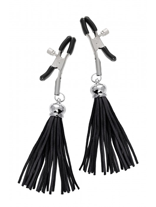 Зажимы на соски «Прищепки» с черными кисточками из замши - Pecado - купить с доставкой в Ярославле