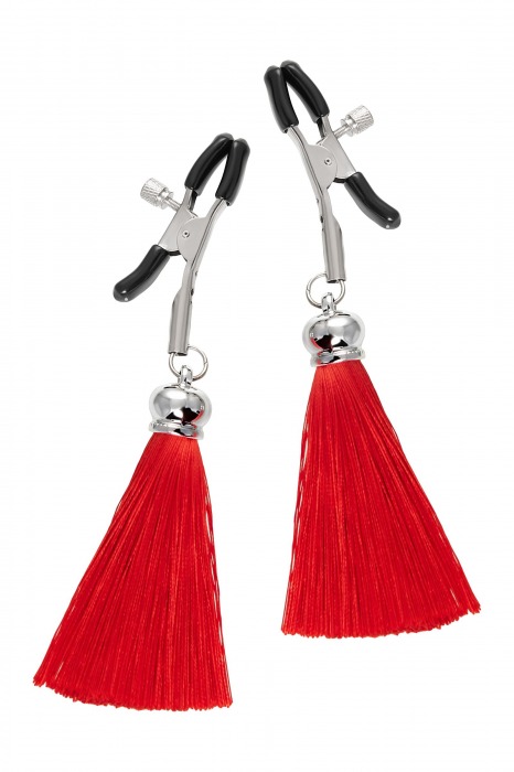 Зажимы на соски «Прищепки» с красными кисточками из шелка - Pecado - купить с доставкой в Ярославле