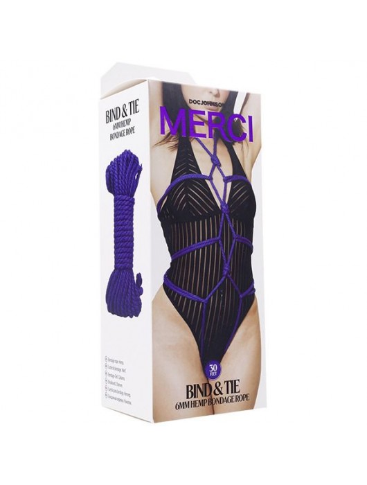 Фиолетовая верёвка для связывания и фиксации Bind Tie - 9,14 м. - Doc Johnson - купить с доставкой в Ярославле