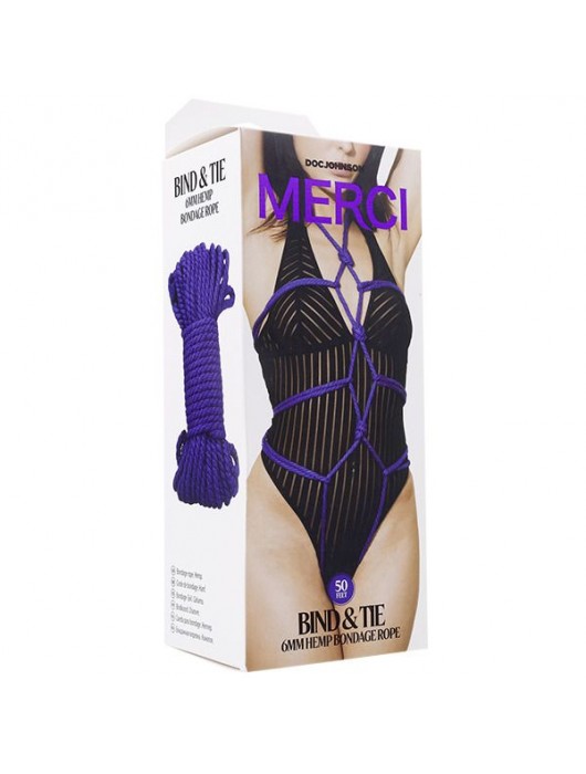 Фиолетовая верёвка для связывания и фиксации Bind Tie - 15,24 м. - Doc Johnson - купить с доставкой в Ярославле