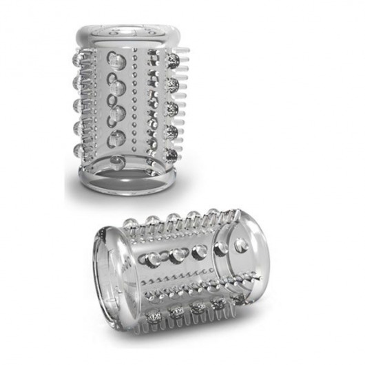 Прозрачная насадка с шипами и шишечками STAY HARD COCK SLEEVE 03 CLEAR - Blush Novelties - в Ярославле купить с доставкой
