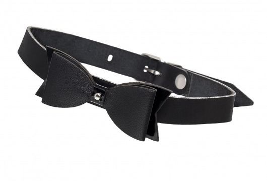 Черный кожаный чокер с бабочкой - Pecado - купить с доставкой в Ярославле