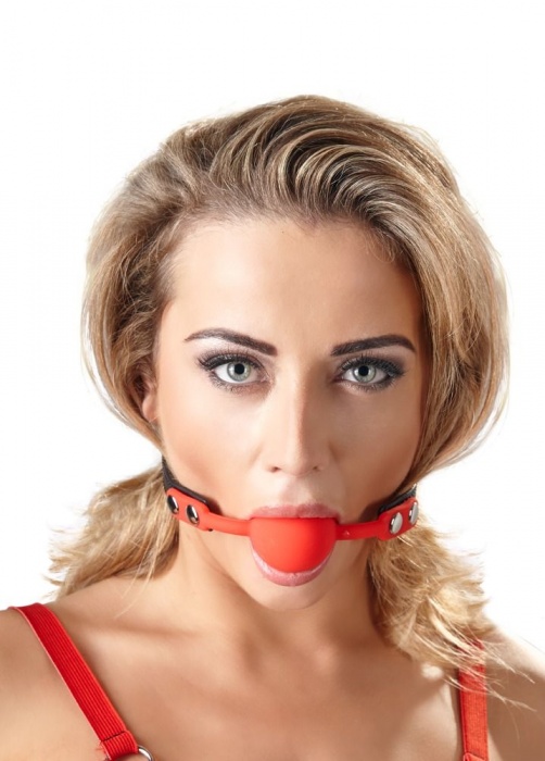 Силиконовый кляп-шар на чёрных ремешках Red Gag silicone - Orion - купить с доставкой в Ярославле