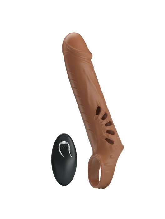 Коричневая вибронасадка с подхватом мошонки и пультом ДУ - Baile - в Ярославле купить с доставкой