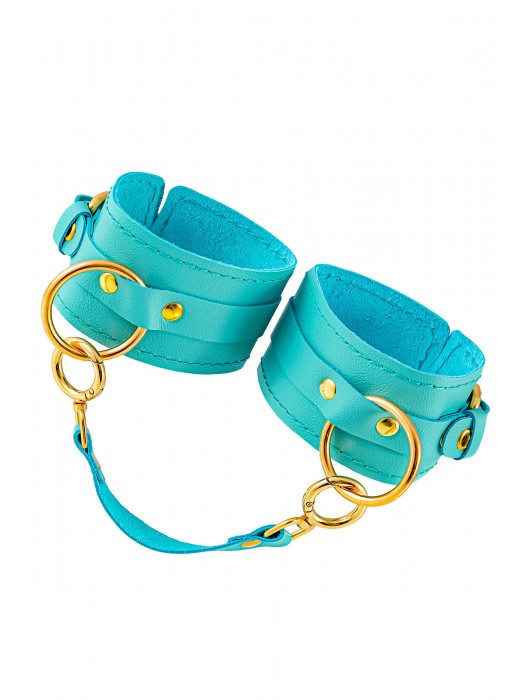 Голубые однослойные кожаные оковы - Pecado - купить с доставкой в Ярославле