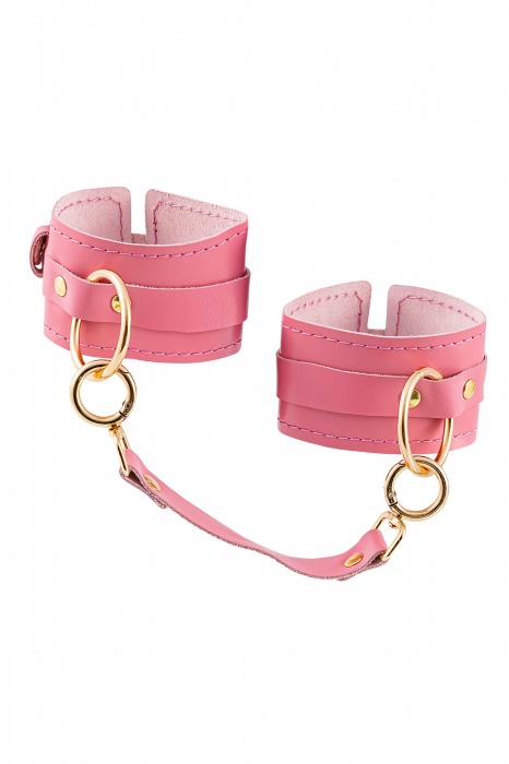 Розовые однослойные кожаные оковы - Pecado - купить с доставкой в Ярославле