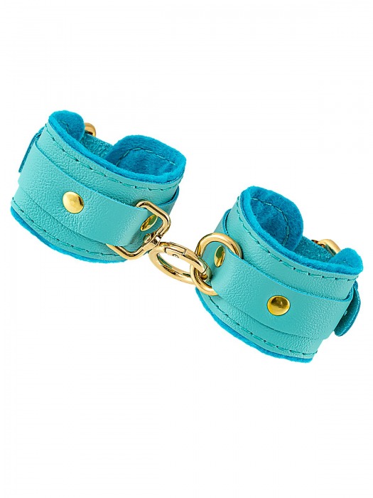 Голубые двуслойные кожаные наручники-браслеты - Pecado - купить с доставкой в Ярославле