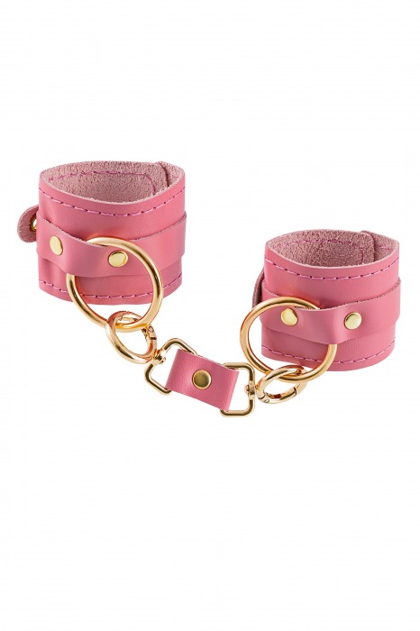 Розовые однослойные кожаные наручники - Pecado - купить с доставкой в Ярославле