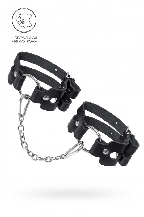 Черные кожаные оковы из двух ремешков - Pecado - купить с доставкой в Ярославле