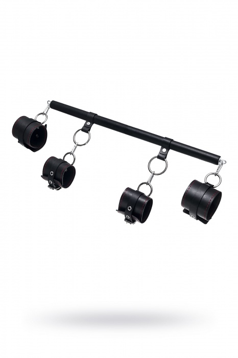 Черная распорка с 4 манжетами для рук и ног - Pecado - купить с доставкой в Ярославле