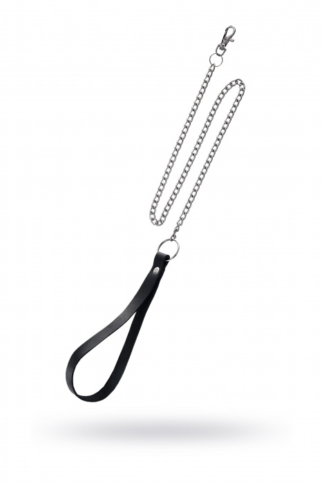 Поводок с ручкой из черной натуральной кожи и карабином для ошейника - Pecado - купить с доставкой в Ярославле