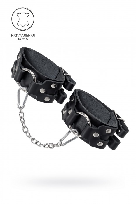 Черные кожаные оковы с двумя ремешками - Pecado - купить с доставкой в Ярославле