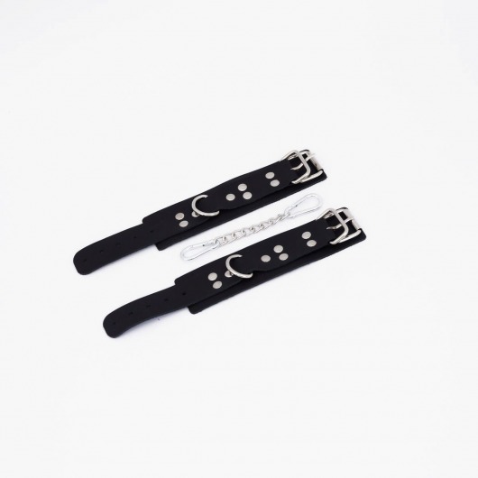 Черные кожаные наручники с регулируемыми ремешками - Crazy Handmade - купить с доставкой в Ярославле