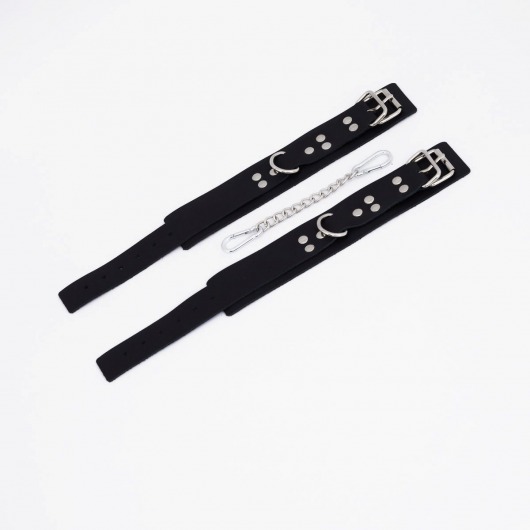 Черные кожаные оковы с регулируемыми ремешками - Crazy Handmade - купить с доставкой в Ярославле