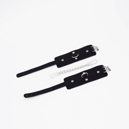 Черные кожаные оковы с хромированной фурнитурой - Crazy Handmade - купить с доставкой в Ярославле