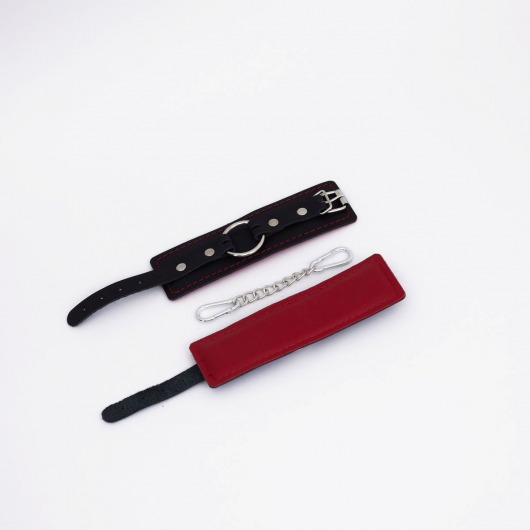 Черно-красные кожаные наручники - Crazy Handmade - купить с доставкой в Ярославле