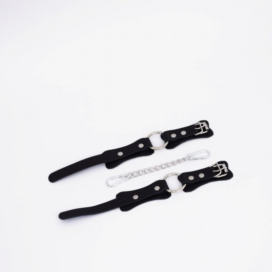 Черные кожаные оковы с кольцом - Crazy Handmade - купить с доставкой в Ярославле