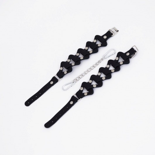 Черные кожаные наручники из звеньев - Crazy Handmade - купить с доставкой в Ярославле