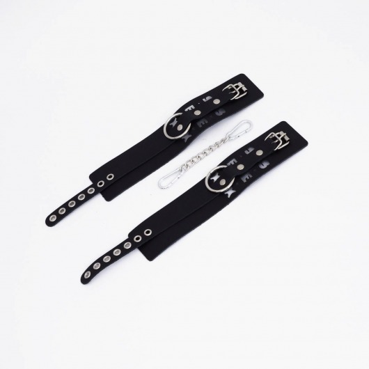 Черные кожаные оковы Sex - Crazy Handmade - купить с доставкой в Ярославле