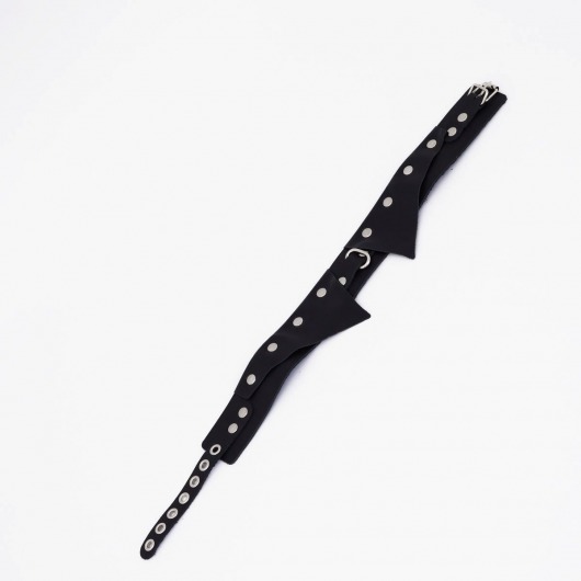 Черный однослойный кожаный ошейник с имитацией воротничка - Crazy Handmade - купить с доставкой в Ярославле