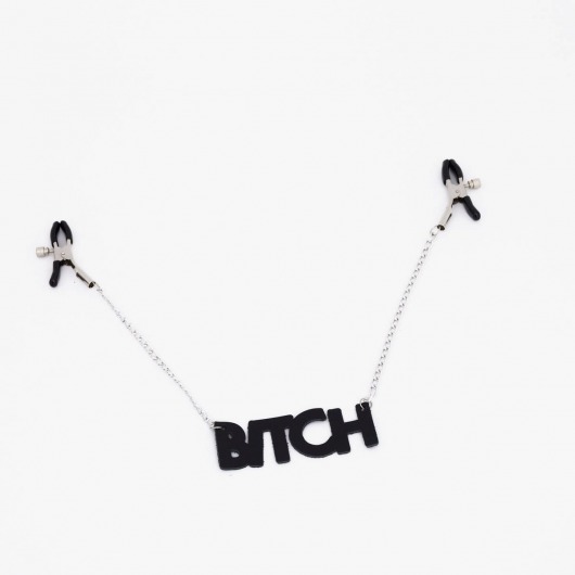 Зажимы на соски с кожаной подвеской Bitch - Crazy Handmade - купить с доставкой в Ярославле