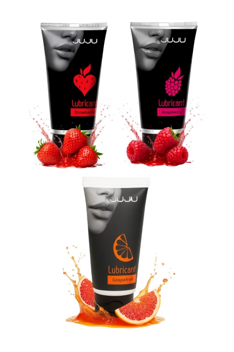 Набор из 3 съедобных лубрикантов JUJU (клубника, малина, грейпфрут) - JuJu - купить с доставкой в Ярославле