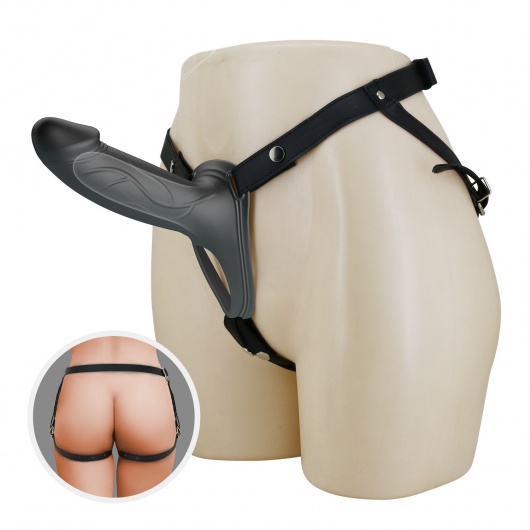 Черный полый мужской страпон London - 16,8 см. - Baile - купить с доставкой в Ярославле