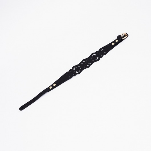 Черный ажурный чокер с золотистой фурнитурой - Crazy Handmade - купить с доставкой в Ярославле