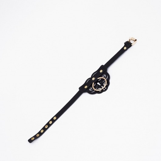 Черный чокер с клепками и золотистой фурнитурой - Crazy Handmade - купить с доставкой в Ярославле