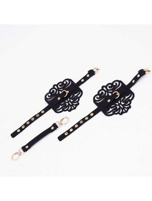 Черный фигурные оковы с золотистой фурнитурой - Crazy Handmade - купить с доставкой в Ярославле