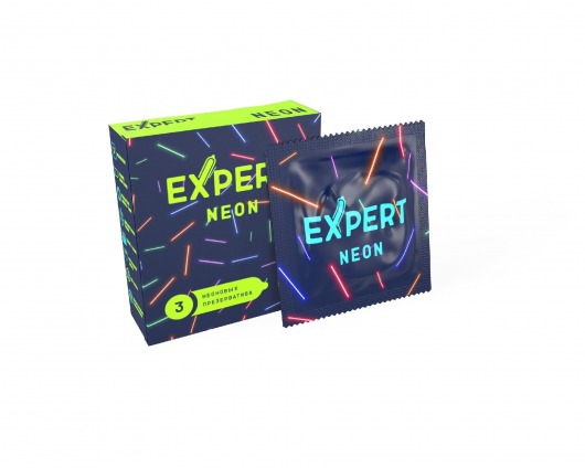 Светящиеся в темноте презервативы Expert Neon - 3 шт. - Expert - купить с доставкой в Ярославле