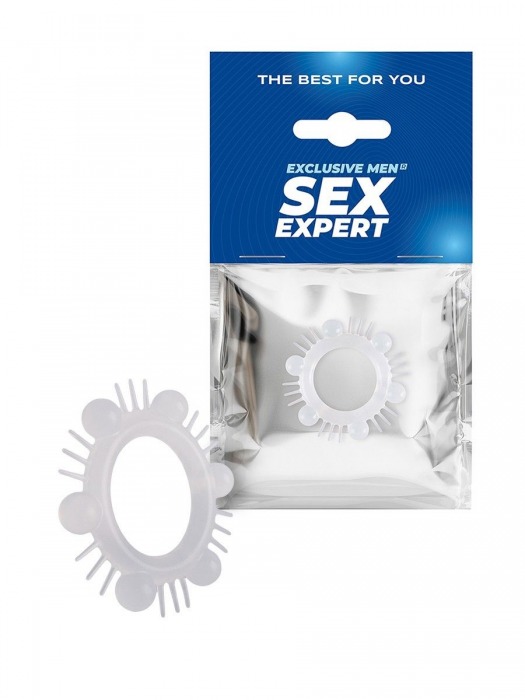 Эластичное эрекционное кольцо с шипиками и шариками - Sex Expert - в Ярославле купить с доставкой