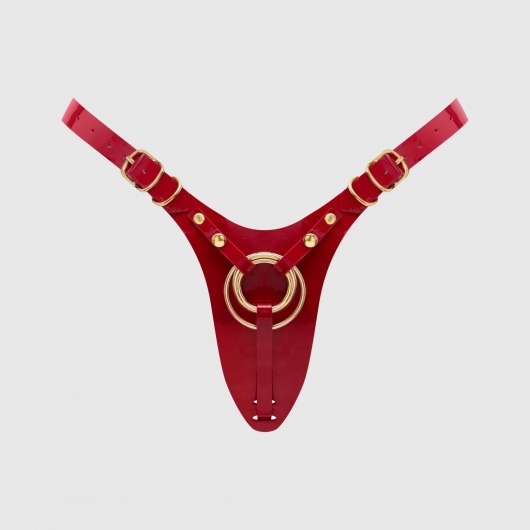 Красный пояс для фиксации насадок Strap-On-Me Leatherette Harness Fabulous - Strap-on-me - купить с доставкой в Ярославле
