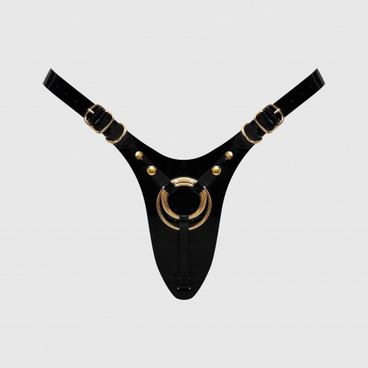 Черный пояс для фиксации насадок Strap-On-Me Leatherette Harness Fabulous - Strap-on-me - купить с доставкой в Ярославле