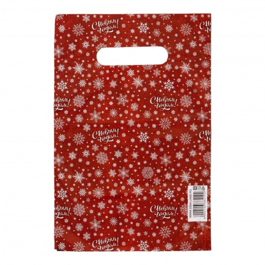 Красный подарочный новогодний пакет с вырубной ручкой (20х30 см) - Сима-Ленд - купить с доставкой в Ярославле