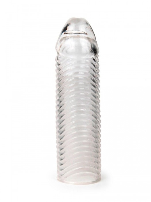 Прозрачная закрытая насадка на пенис с ребрышками - 16 см. - Sex Expert - в Ярославле купить с доставкой