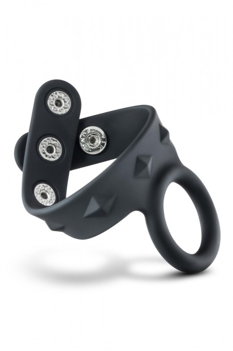 Черное эрекционное кольцо с подхватом мошонки на кнопках VS6 - Blush Novelties - в Ярославле купить с доставкой