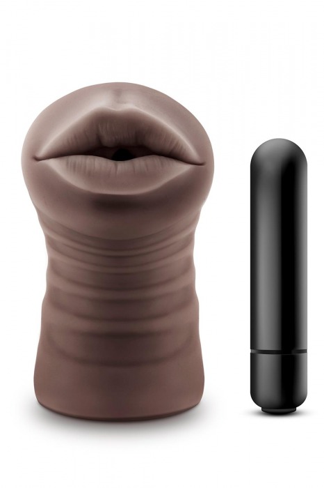 Коричневый мастурбатор-ротик Krystal Vibrating Masturbator - Blush Novelties - в Ярославле купить с доставкой
