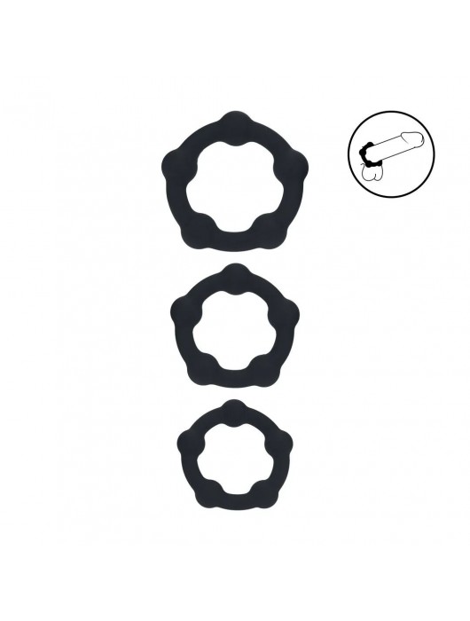 Набор из 3 эрекционных колец Beaded Silicone Cockring Set - Shots Media BV - в Ярославле купить с доставкой