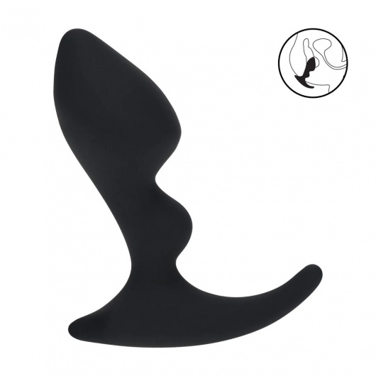 Черная анальная пробка для массажа простаты Double Ripple Silicone Prostate Massager - Shots Media BV - в Ярославле купить с доставкой