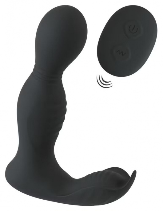 Черная анальная пробка с вибрацией, вращением и пультом ДУ RC Butt Plug with 2 Functions - Orion - в Ярославле купить с доставкой