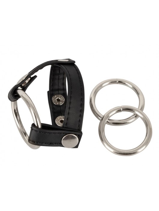 Подхват для мошонки с 3 съемными эрекционными кольцами Leder-Riemen - Orion - в Ярославле купить с доставкой