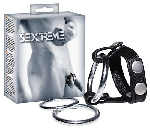 Подхват для мошонки с 3 съемными эрекционными кольцами Leder-Riemen - Orion - в Ярославле купить с доставкой