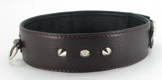 Коричневый кожаный ошейник с кольцом увеличенного размера - БДСМ Арсенал - купить с доставкой в Ярославле